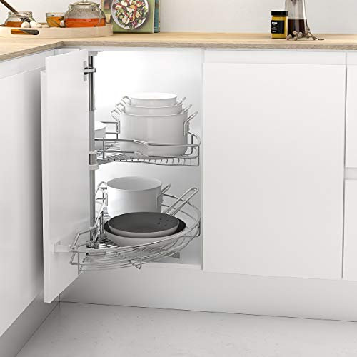 Menage Confort Kit de 2 bandejas giratorias 180º de Rejilla para Mueble de Cocina rinconero - Mueble esquinero de Cocina - Ancho Puerta 500mm / Alto Producto 630-730mm