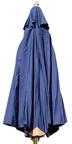 Large Hardwood Garden Parasol Umbrella - 3M Wide - (Navy Blue)