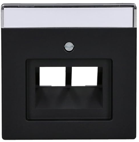 Busch-Jaeger 1803-02-885 Zentralscheibe 2-fach mit Beschriftungsfeld | Kommunikations-Steckverbinder (Kunststoff (lackiert)) Schwarz Matt future linear 2CKA001710A3911