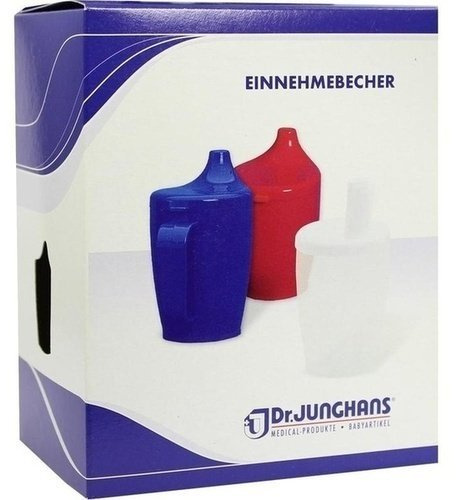 Dr. Junghans Medical 29078 Einnehmebecher mit Griff, milchig, Deckel 4 mm