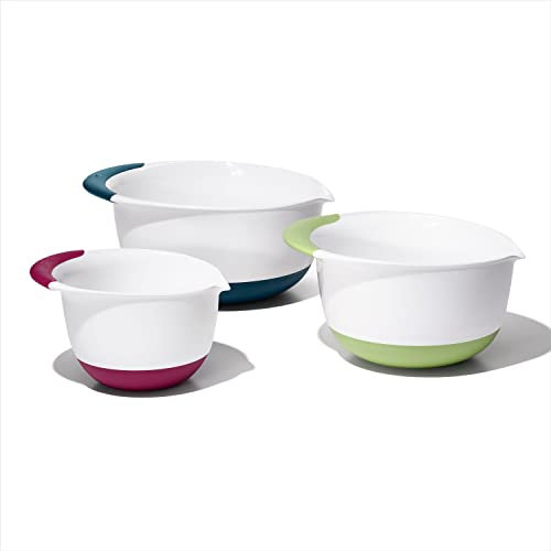 OXO Good Grips 3-Piece Mixing Bowl Set INOXO.12237300ML, Inoxidable, Red/Green/Blue