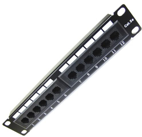 RackMatic - Panneau de Brassage 10 pour Serveur Rack Patch Panel 12-Port RJ45 Cat.5e UTP 1U