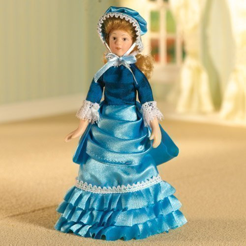 Dolls House 6364 Puppe Estella hellblaues Kleid 1:12 für Puppenhaus