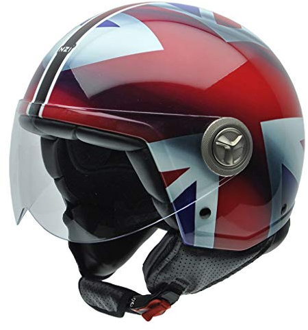 NZI 490004G332 3D Vintage II Union Jack Casque de Moto, Blanc/Bleu/Rouge/Détail Drapeau Britannique, Taille : S