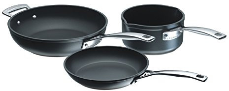 Le Creuset Toughened Non-Stick Cookware Set - 3 Pieces, Ø 16, 24, 26 cm, Black, 962103000