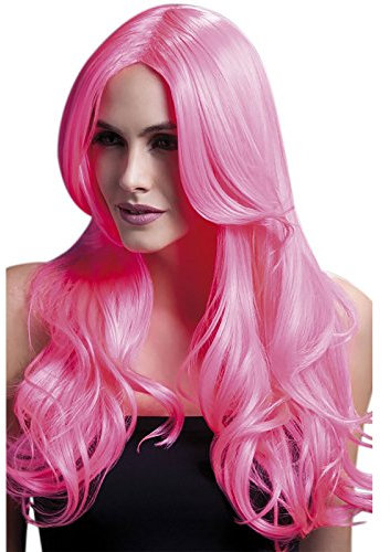 Damen lange Neon Pink Fieber Khloe Perücke Fancy Dress