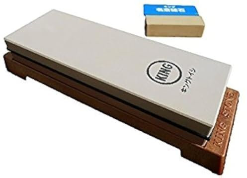 King Japanese Grit 1000/6000 Combination Sharpening Stone and King #8000 Nagura Stone Bundle - Cream White