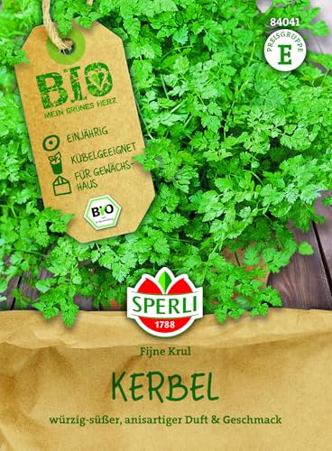 Sperli BIO Kerbelsamen Fijne Krul 84041, Kräutersaat | Für Suppen & Salate, Kräutersamen für Freiland & Hochbeet, schnellwachsend, Kräuter, aromatisch, einjährig