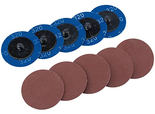 Draper SD2AB 320 Grit Aluminium Oxide Sanding Discs, Blue, 50 mm, Set of 10 Piece