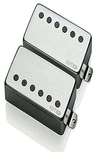EMG 57/66 Bridge and Neck Humbucker Guitar Pickups Set, Brushed Chrome