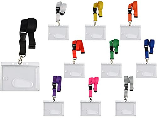 Schmalz Werbeservice Kartenhalter mit Schlüsselband Lanyard neutral ohne Druck 20 mm breit, Steckverschluss Sicherheitsverschluss Ausweishülle EC Kartenhalter Querformat (schwarz)