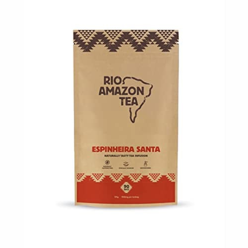 Rio Amazon Espinheira Santa Tea Teabags – Cha de Espinheira Santa Leaves – Herbal Tea for Digestion & Stomach Support – Caffeine-Free – 90 Teabags – Pure Maytenus Ilicifolia – Holy Espinheira Tea