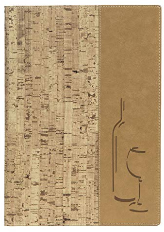 Securit Weinkarte aus Kunststoff im Kork Design, DIN A4 Format, mit einer doppelten Einlage für 4 Seiten, erweiterbar auf bis zu 40 Seiten, 34, 4 x 25 x 0, 7 cm