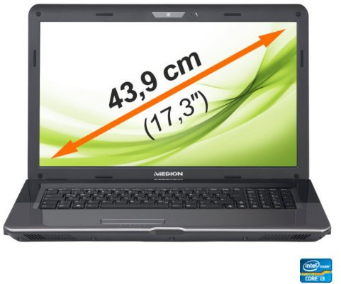 MEDION MD 98920 P7624 Marathon HD LED Notebook 43,9cm (17,3 Zoll) (Intel Core i3-2350M, 2,3GHz, 4GB RAM, 500GB HDD, Bluetooth 3.0, NVIDIA GeForce GT 630M, DVD)