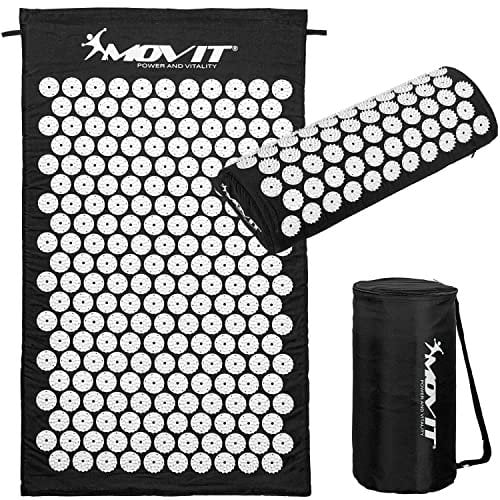MOVIT® Akupressurmatte, Modell »TUINA« (75x44x2,5cm) inkl. Kissen & Tasche, schadstoffgeprüft, Bezug 100% Baumwolle, schwarz, Massagematte
