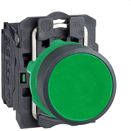 Schneider Electric XB5AA31 Drucktaster, Harmony XB5, Kunststoff, grün, unbeschriftet, 22mm, tastend, 1S