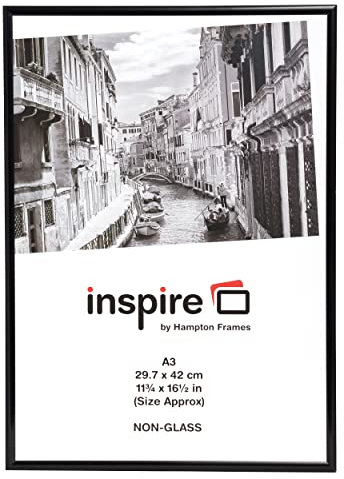 Cadre photo noir, modèle Marbla3, format A3 (29,7 x 42 cm) pour un diplôme, une affiche, une photo, avec vitre de sécurité en plastique