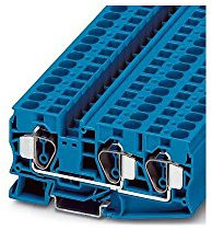 PHOENIX CONTACT ST 16-TWIN BU Durchgangsklemme, 16 mm² Nennquerschnitt, 3 Anschlüsse, Blau, 25 Stück