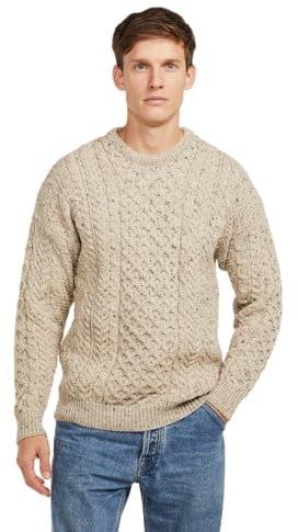 100% Rein Wolle Aran Pullover, Haferflocken, Haferflocken, M