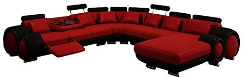 JVmoebel Sofa, Leder, Rot/Weiß, 200x90x90 cm