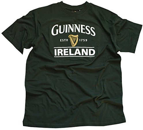 Flaschengrünes Guinness-T-Shirt mit Ireland EST. 1759-Design und goldener Harfe-Grün-S
