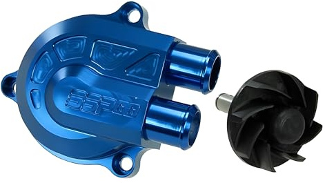 Wasserpumpe Stage6 CNC Racing Type +40% Minarelli LC Blau eloxiert | 40 % höhere Förderleistung, blau eloxiert kompatibel mit Yamaha Aerox 50 Cat ab Bj. 2003, Yamaha Aerox 50 ab Bj. 1999