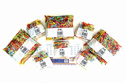 Röllchenlose Set Tombola-Komplettpaket XL – 4000 bunte Lose (1000 Treffer + 3000 Nieten) und 1000 Nummernetiketten