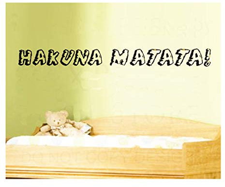 Homemay PVC Wandtattoo Aufkleber englischen Namen der Lied der König der Löwen Hakuna Matata Kinderzimmer decorwallpaper91.4 cm x7.6 cm, Matt Sliver, 91.4cm x7.6cm