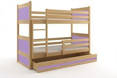 Etagenbett RICO für Kinder 190 x 80 KIEFER/Violett + Matratzen gratis