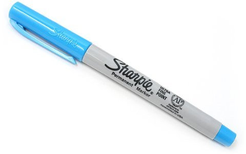 TIN CUP. GOLF BALL MARKING SYSTEM SHARPIE PEN. PALE BLUE. ULTRA FINE POINT