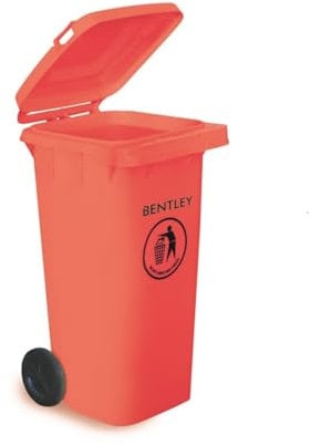 Charles Bentley Wheelie Bin, 120 Litre, Red Wheelie Bin, Weatherproof, Durable, High Density Polyethylene, Two Wheels, Ultra Violet Resistant, Robust, Frost and Chemical Exposure (95x55x47cm)