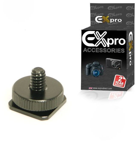 Ex-Pro Camera Flash Hot Shoe Mount 1/4 Tripod Screw Adapter for Wireless Flash Trigger, Flash Stand, Microphone
