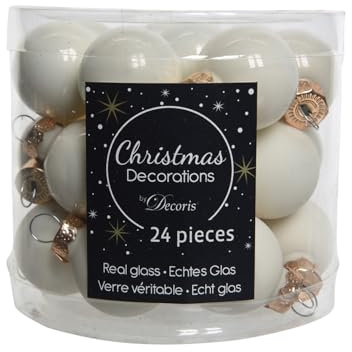 24 Stück Mini Kugeln wollweiss 25 mm