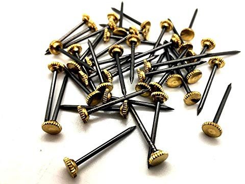 40 Hardened picture pins with knurled brass head