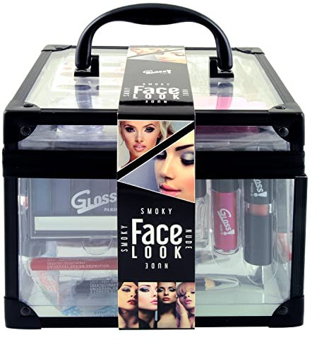 GLOSS!| Idee für eine Beauty-Box für Frauen | Geschenkbox für Damen |Weihnachtsgeschenke | Make-up-Fall für Damen | 47 Stück: Rouge, Lidschatten, Lippenstift, Nagellack | Aufbewahrungskoffer, VANITY