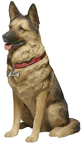 Sandicast Große lebensgroße Skulptur Deutscher Schäferhund, sitzend