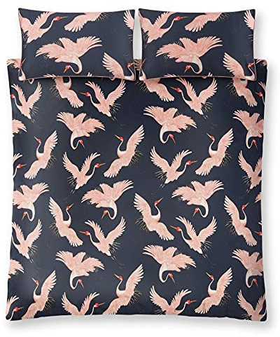 Paloma Home Oriental Birds Super King Duvet Cover Set Navy