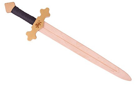 Ritterschwert Löwenherz aus Holz für Kinder, ca. 60 cm lang - Spielzeug Schwert für kleine Ritter (gold)