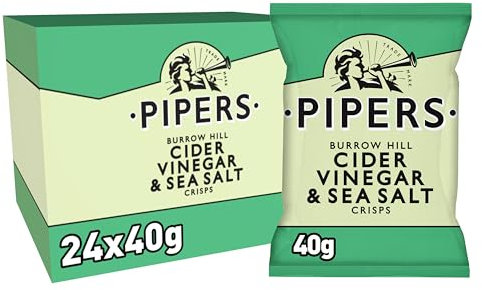 Pipers Crisps Burrow Hill Cider Vinegar and Sea Salt (Pack of 24)