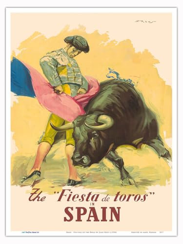 Juan Reus Poster, Motiv: Festival of the Bulls Spanien – TWA (Trans World Airlines) – Bullfighting – Vintage-Fluggesellschafts-Reise-Poster von Juan Reus 1950er Jahre – Master Art Print 22,9 x 30,5 cm