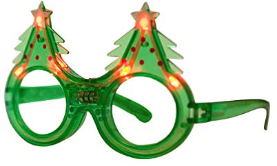 NEO+ Party LED Brille, viele Farben Blinkende Rahmenbrille (Weihnachtsbaum)