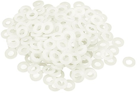 sourcingmap Nylon Flat Washers M6 12mm OD 6mm ID 1.5mm Thickness Sealing Gasket for Faucet Pipe Water Hose, White, Pack of 200