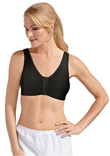 Amoena Damen Frances Front-Closure Leisure Bra BH, schwarz, 110/115 (C/D) (XXL) | Weicher Baumwoll-Mastektomie-BH mit Frontverschluss, sichere Prothesenunterstützung und ganztägigen Komfort nach Operationen.