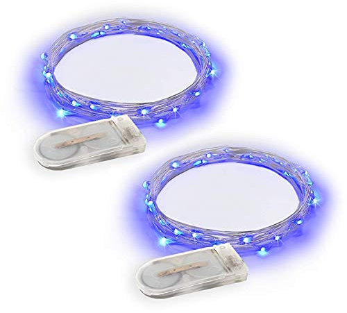 ERGEOB 2 stück 20 LED/ 2 Meter Knopfbatterie Lichterketten super helle Farben Micro LED Ultra Thin String Silberdracht Lichterketten