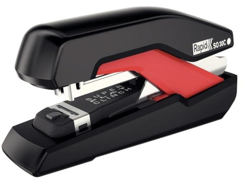 Rapid 5000550 Tacker Super Flachheftgerät (30 Blatt, Mühelos, Omnipress, Hochwertiges Ergonomisches Gehäuse, Inkl. Heftklammern, SO30c) schwarz/rot