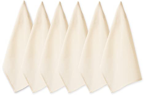 DII Basic Solid Dishtowel Collection Cotton Flat Woven, Small Set, 18x28, Natural, 6 Piece