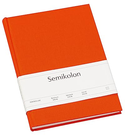 Semikolon 350915 Notizbuch Classic A5 liniert - 176 Seiten, cremeweißes Papier - Lesezeichen - orange orange
