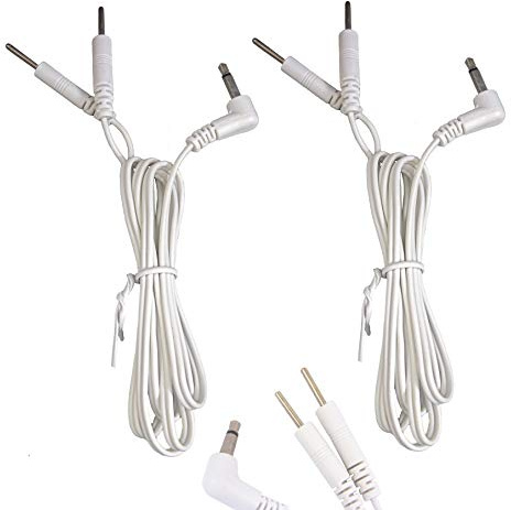 Tens Lead Wires 1 Pair Male Jack Connection 3.5mm Plug with 2mm Pin White by Healthcare World
