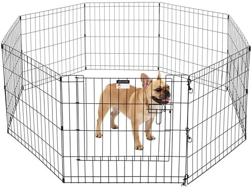Puppy Playpen - Foldable Metal Exercise Enclosure with Eight 24-Inch Panels - Indoor/Outdoor Fence for Dogs, Cats, or Small Animals by PETMAKER