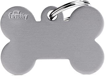 My Family Placa de Identificación Personalizado para Perro Made in Italy, Hueso Grande, Placa de identificación de Perro Grabada Gratis, Metal esmaltado a Mano, Colección Basic, 38x25 mm